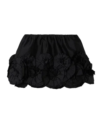 Shushu-tong Floral Appliqué Midi Skirt In Black