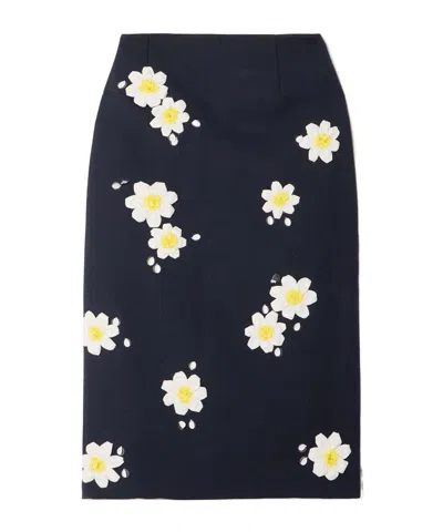 Shushu-tong Floral Embellished Midi Skirt In Black