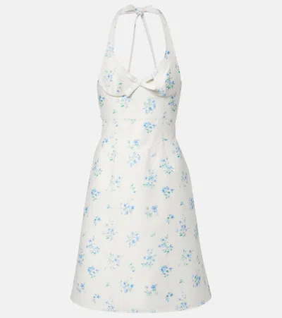 Shushu-tong Floral Halterneck Cotton Minidress In White