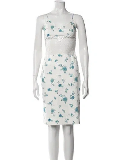 Pre-owned Shushu-tong Floral Print Knee-length Dress In White