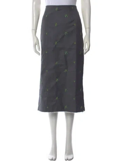 Pre-owned Shushu-tong Floral Print Midi Length Skirt In Gray