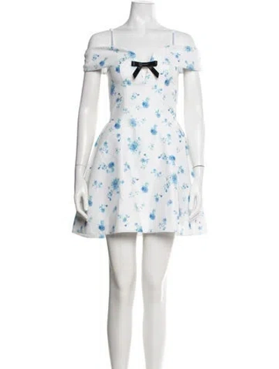 Pre-owned Shushu-tong Floral Print Mini Dress In White
