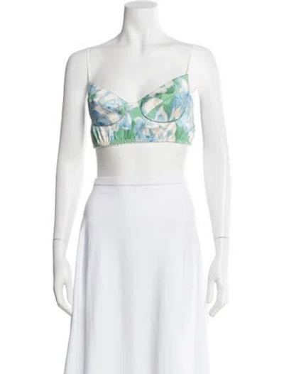 Pre-owned Shushu-tong Floral Print V-neck Crop Top W/ Tags In Black