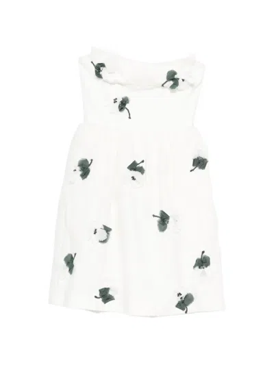 Shushu-tong Floral Ruffle Mini Dress In Black