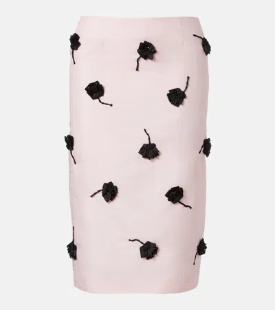 Shushu-tong Floral-appliqué Pencil Skirt In Pink