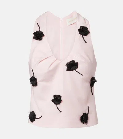 Shushu-tong Floral-appliqué Top In Pink
