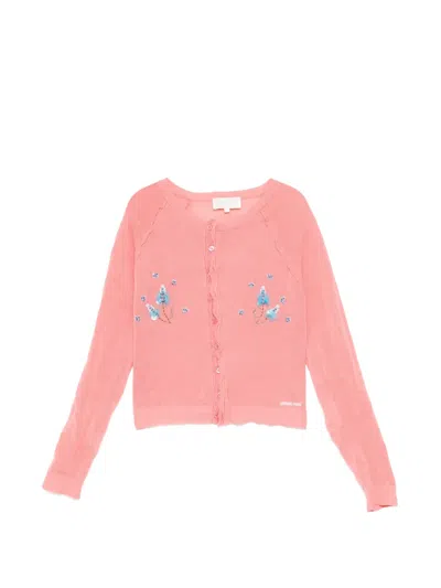 Shushu-tong Floral-embellished Cardigan In Pink