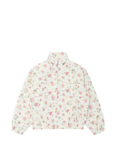 Shushu-tong Floral-print Pleated Bomber Jacket In White
