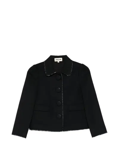 Shushu-tong Frayed Collared Jacket In Black