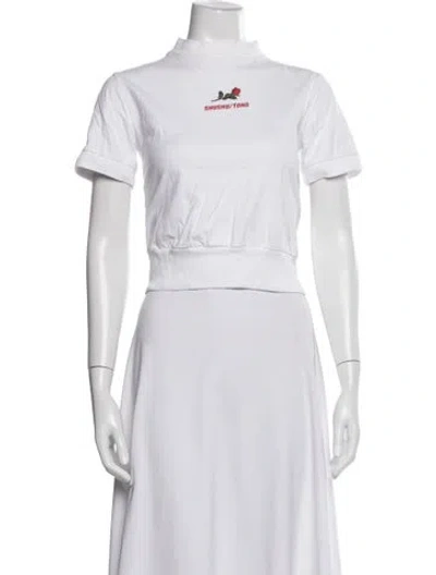 Pre-owned Shushu-tong Graphic Print Mock Neck T-shirt In White