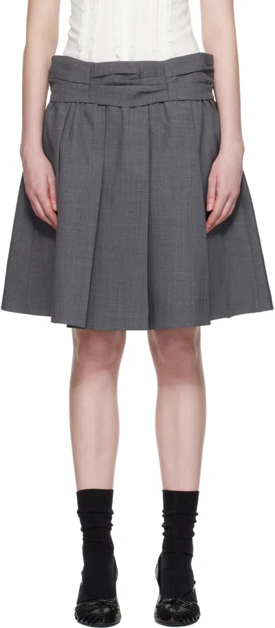 Shushu-tong Flowing Waistline Wide Pleats Midi Skirt In Gray