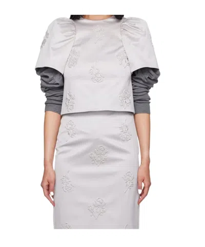 Shushu-tong Gray Puff Sleeve Blouse