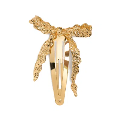 Shushu-tong X Yvmin Bow-detail Textured Hair Clip In Gold