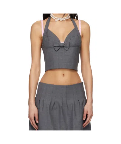 Shushu-tong Halterneck Bow-tie Top In Multi