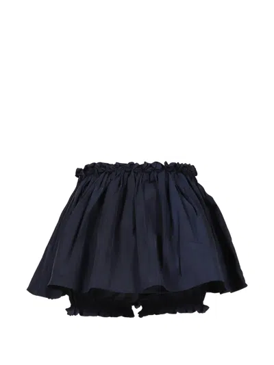 Shushu-tong Hand-sewn Floral-waist Mini Skirt In Blue
