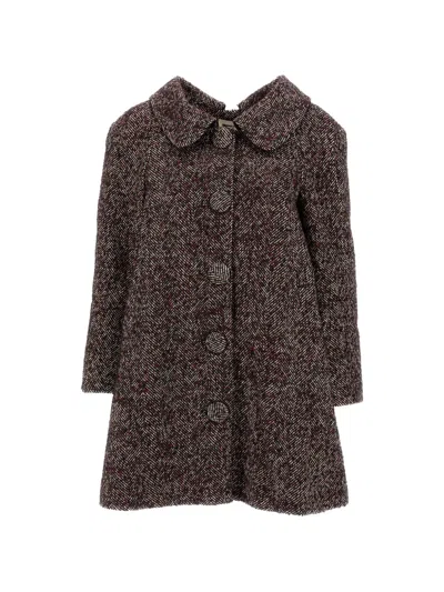 Shushu-tong Wool-blend Herringbone Long Coat In Burgundy