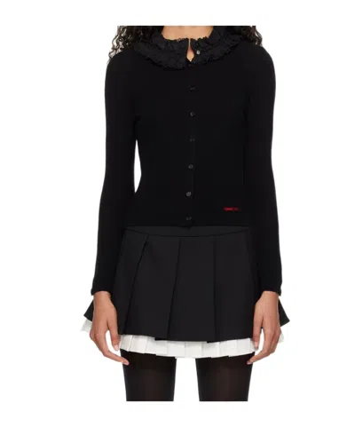 Shushu-tong Lace Knitted Cardigan In Black