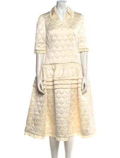 Pre-owned Shushu-tong Lace Pattern Midi Length Dress In Neutral