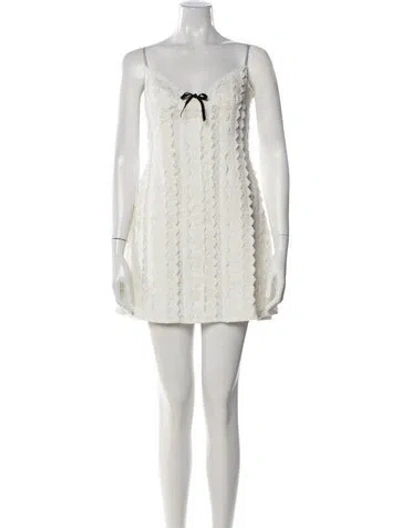Pre-owned Shushu-tong Lace Pattern Mini Dress In White