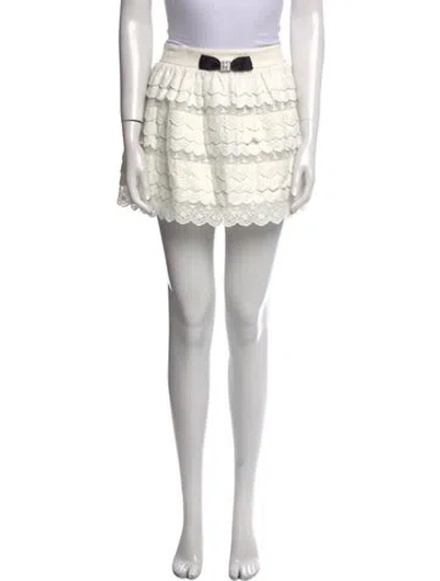 Pre-owned Shushu-tong Lace Pattern Mini Skirt In White