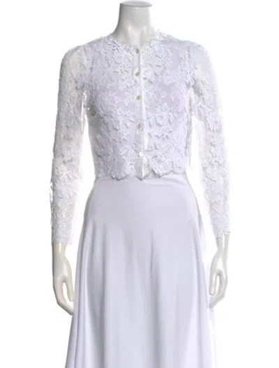 Pre-owned Shushu-tong Lace Pattern Open Front Sweater In White