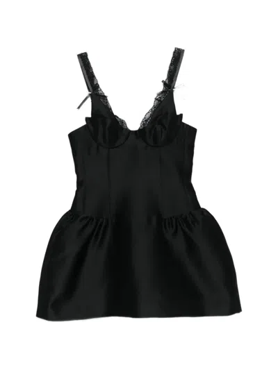 Shushu-tong Lace-trimmed Corset Dress In Black
