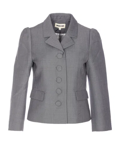 Shushu-tong Shushu/tong Lapel Buttoned Short Jacket In Gray