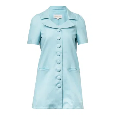 Shushu-tong Lapel Short Sleeve Dress In Blue