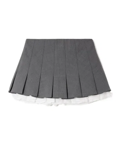 Shushu-tong Layered Pleated Skirt In Gray
