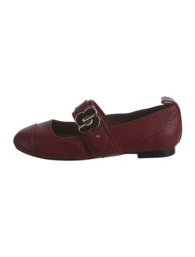 Pre-owned Shushu-tong Leather Mary Jane Flats In Burgundy