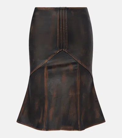 Shushu-tong Leather Midi Skirt In Multi