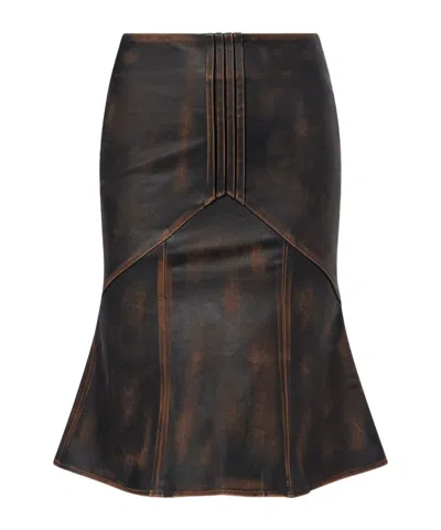 Shushu-tong Leather Midi Skirt In Multi