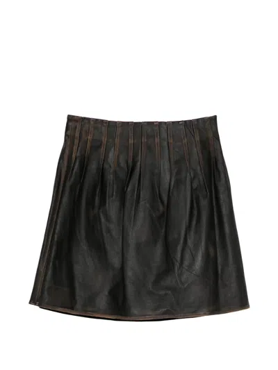 Shushu-tong Leather Mini Skirt In Brown