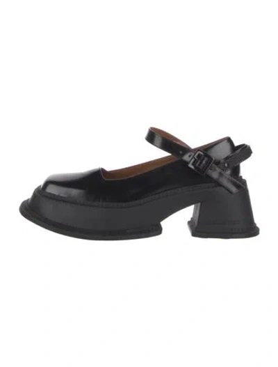 Pre-owned Shushu-tong Leather Slingback Flats In Black