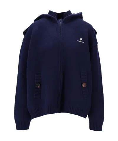 Shushu-tong Logo-embroidered Knitted Jacket In Blue