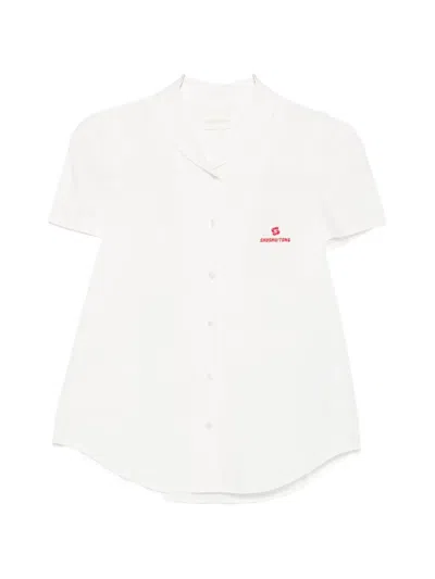 Shushu-tong Logo-embroidered Short-sleeve Shirt In White