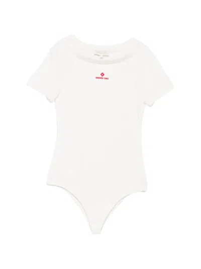 Shushu-tong Logo-print Raglan-sleeve Bodysuit In White