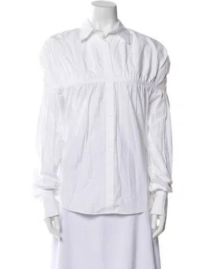 Pre-owned Shushu-tong Long Sleeve Button-up Top In White