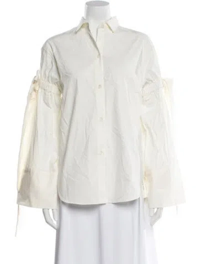 Pre-owned Shushu-tong Long Sleeve Button-up Top In White