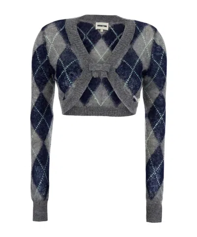 Shushu-tong Long-sleeve Open-front Knit Cardigan In Blue