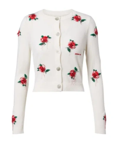 Shushu-tong Cropped Embroidered Wool Cardigan In Neutral