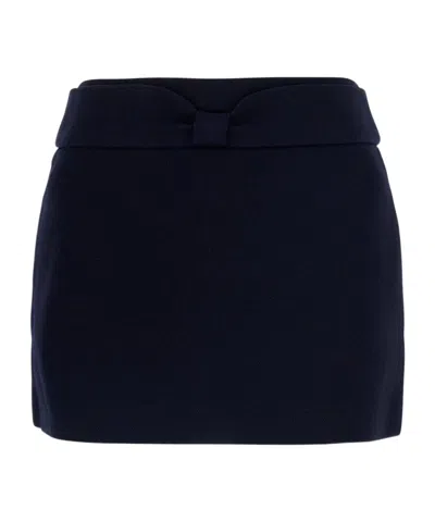 Shushu-tong Bow-detailed Wool-ponte Mini Skirt In Blue