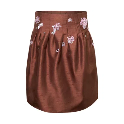 Shushu-tong Low-waist Pleated Skirt In Brown