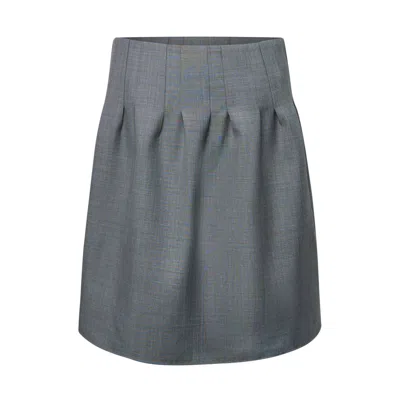 Shushu-tong Low-waist Pleated Skirt In Gray