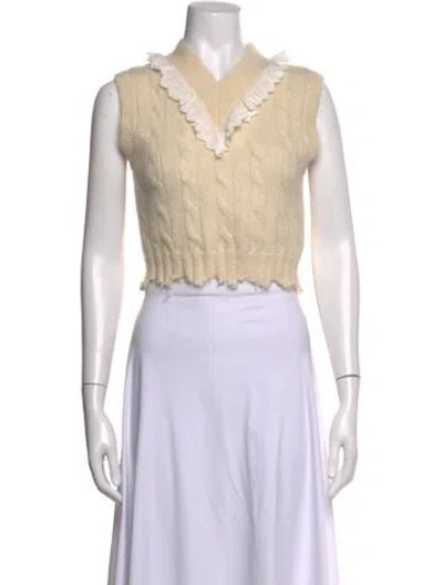 Pre-owned Shushu-tong Mohair V-neck Sweater In Neutrals