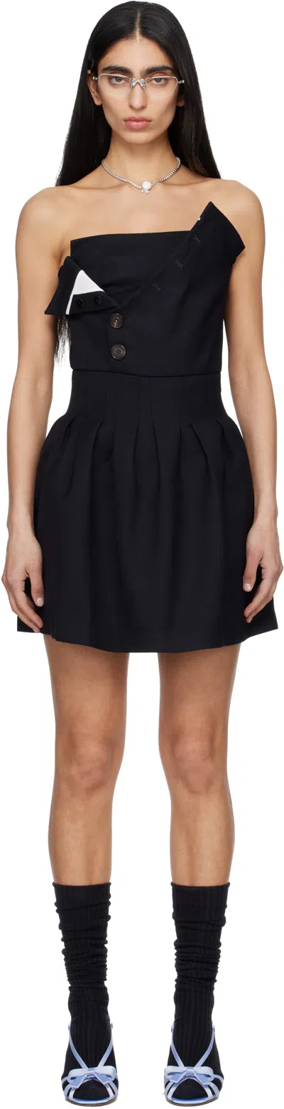 Shushu-tong Navy Double-layer Bustier Minidress In Blue