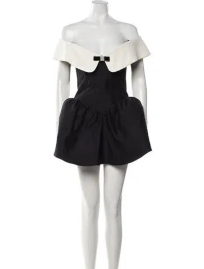 Pre-owned Shushu-tong Off-the-shoulder Mini Dress In Black
