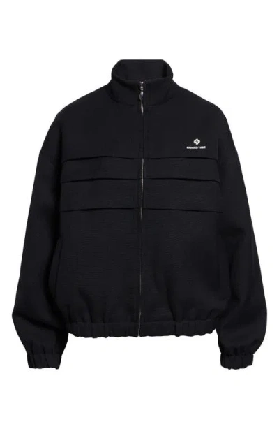 Shushu-tong Navy Tucked Seam Oversized Track Jacket In Black