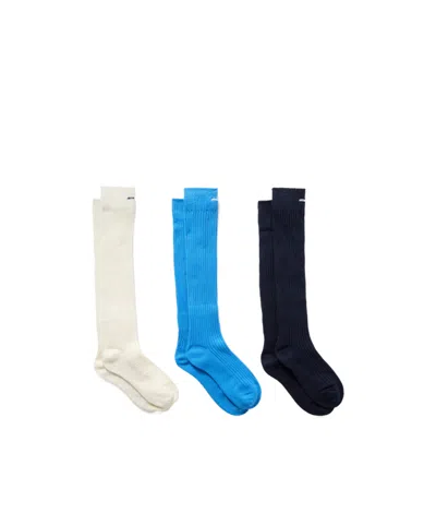 Shushu-tong Pack Of Three Embroidered Cotton-blend Socks In Metallic