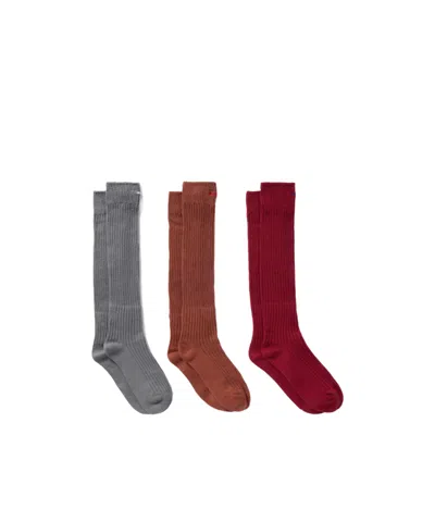 Shushu-tong Pack Of Three Embroidered Cotton-blend Socks In Pink